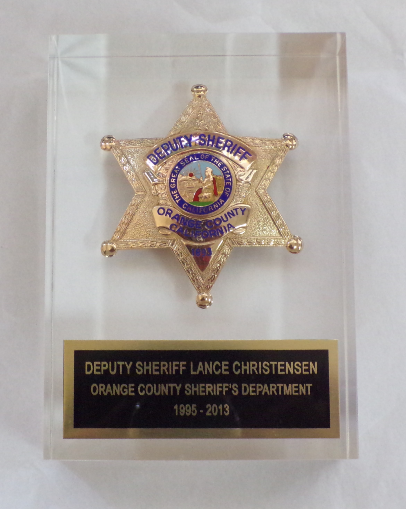 Orange County Sheriff Rectangle Lucite Er Badge 3885